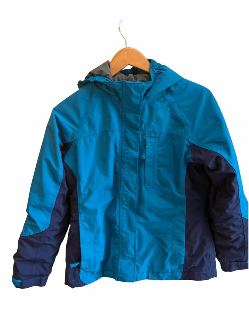LANDSEND Blue Girls Waterproof Fleece Lined Winter Hooded Coat
